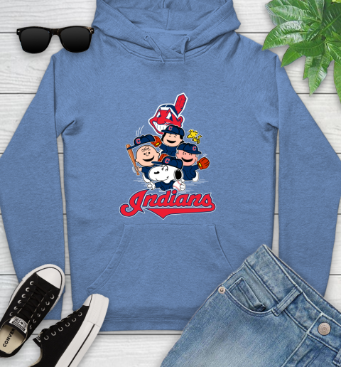 MLB Cleveland Indians Snoopy Charlie Brown Woodstock The Peanuts Movie Baseball T Shirt_000 Youth Hoodie 13