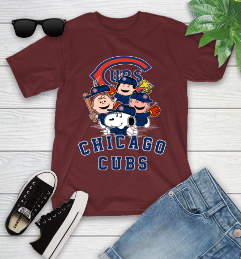 MLB Chicago Cubs Snoopy Charlie Brown Woodstock The Peanuts Movie Baseball T Shirt Youth T-Shirt 14