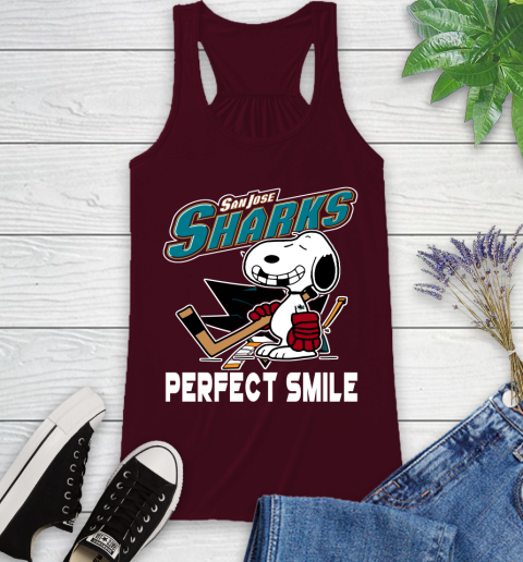 NHL San Jose Sharks Snoopy Perfect Smile The Peanuts Movie Hockey T Shirt Racerback Tank 2