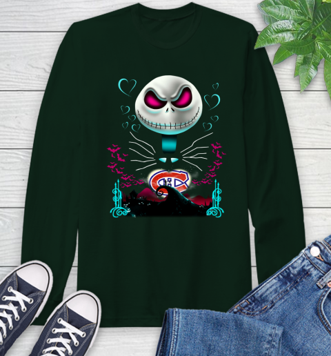 NHL Montreal Canadiens Jack Skellington Sally The Nightmare Before Christmas Hockey Long Sleeve T-Shirt 7