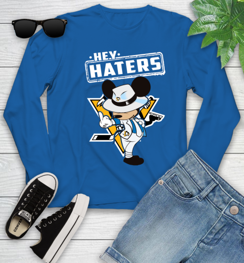 NHL Hey Haters Mickey Hockey Sports Pittsburgh Penguins Youth Long Sleeve 10