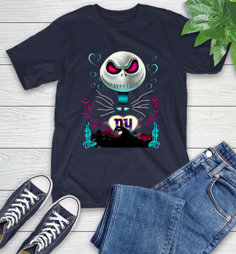 NFL New York Giants Jack Skellington Sally The Nightmare Before Christmas Football T-Shirt 3