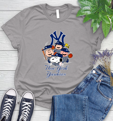 MLB New York Yankees Snoopy Charlie Brown Woodstock The Peanuts Movie Baseball T Shirt_000 Women's T-Shirt 5
