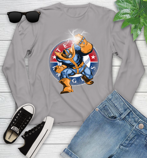 Texas Rangers MLB Baseball Thanos Avengers Infinity War Marvel Youth Long Sleeve 5