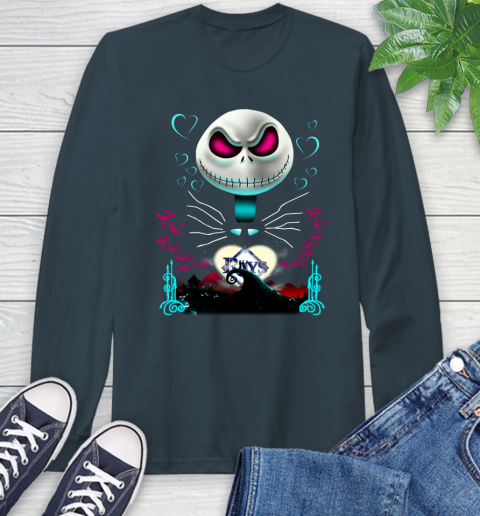MLB Tampa Bay Rays Jack Skellington Sally The Nightmare Before Christmas Baseball Long Sleeve T-Shirt 9
