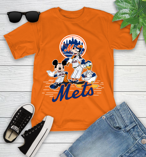 MLB New York Mets Mickey Mouse Donald Duck Goofy Baseball T Shirt Youth T-Shirt 24