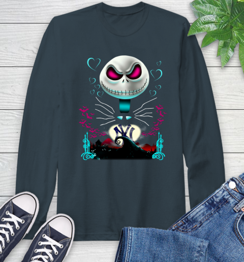 MLB New York Yankees Jack Skellington Sally The Nightmare Before Christmas Baseball Long Sleeve T-Shirt 9