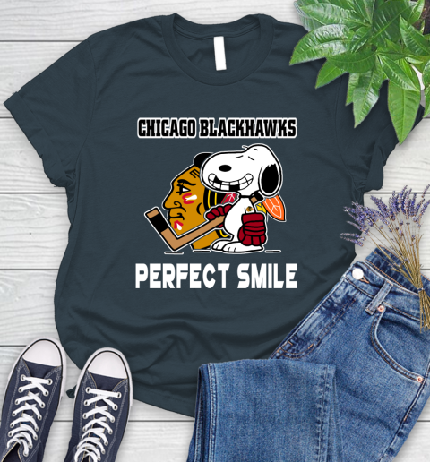 NHL Chicago Blackhawks Snoopy Perfect Smile The Peanuts Movie Hockey T Shirt Women's T-Shirt 11