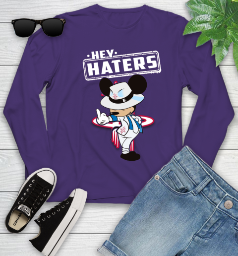 NBA Hey Haters Mickey Basketball Sports Houston Rockets Youth Long Sleeve 4