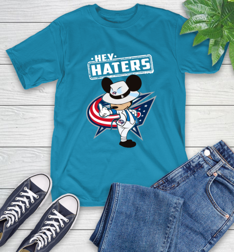 NHL Hey Haters Mickey Hockey Sports Columbus Blue Jackets T-Shirt 9