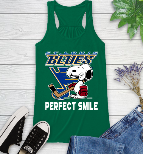 NHL St.Louis Blues Snoopy Perfect Smile The Peanuts Movie Hockey T Shirt Racerback Tank 6
