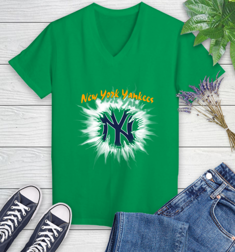New York Yankees MLB Baseball Adoring Fan Rip Sports Women's V-Neck T-Shirt 5