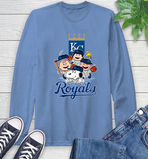 MLB Kansas City Royals Snoopy Charlie Brown Woodstock The Peanuts Movie Baseball T Shirt_000 Long Sleeve T-Shirt 12