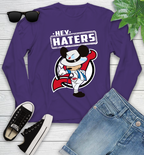 NHL Hey Haters Mickey Hockey Sports New Jersey Devils Youth Long Sleeve 4
