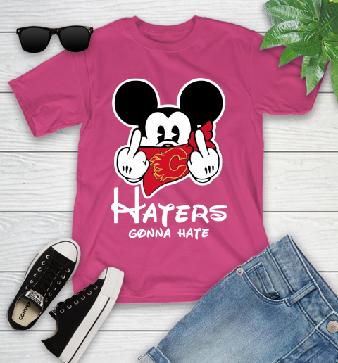 NHL Calgary Flames Haters Gonna Hate Mickey Mouse Disney Hockey T Shirt Youth T-Shirt 11