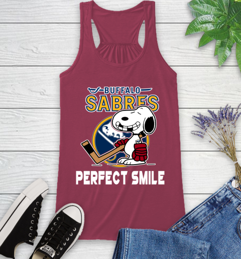 NHL Buffalo Sabres Snoopy Perfect Smile The Peanuts Movie Hockey T Shirt Racerback Tank 7