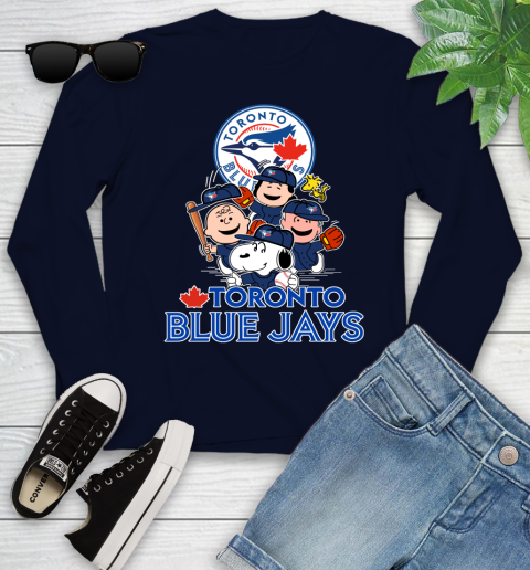 MLB Toronto Blue Jays Snoopy Charlie Brown Woodstock The Peanuts Movie Baseball T Shirt_000 Youth Long Sleeve 2