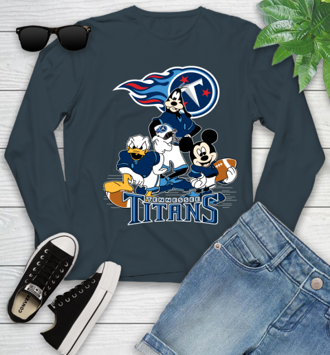 NFL Tennessee Titans Mickey Mouse Donald Duck Goofy Football Shirt Youth Long Sleeve 9