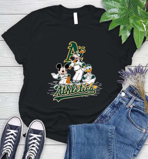 MLB Oakland Athletics Mickey Mouse Donald Duck Goofy Baseball T Shirt Women's T-Shirt
