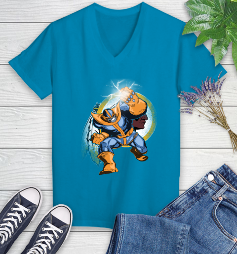 Washington Redskins NFL Football Thanos Avengers Infinity War Marvel Women's V-Neck T-Shirt 7