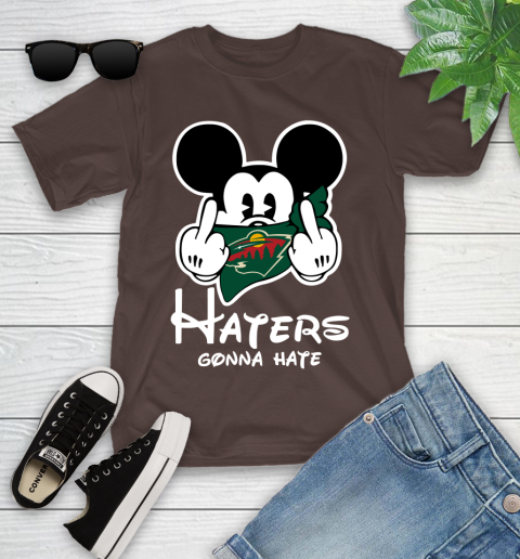 NHL Minnesota Wild Haters Gonna Hate Mickey Mouse Disney Hockey T Shirt Youth T-Shirt 7