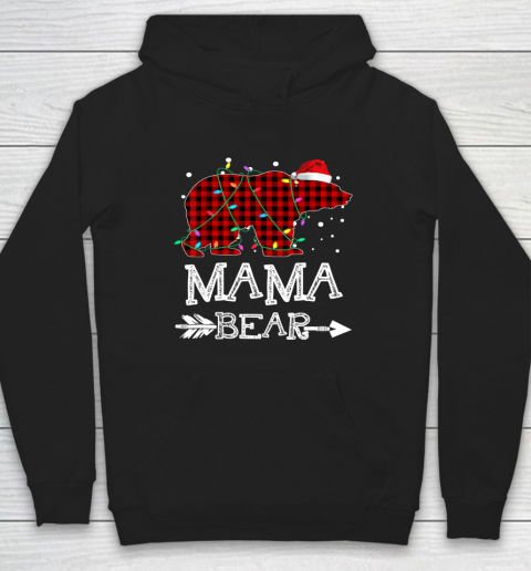Mama Bear Christmas Pajama Red Plaid Leopard Hoodie