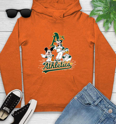 MLB Oakland Athletics Mickey Mouse Donald Duck Goofy Baseball T Shirt Youth Hoodie 4