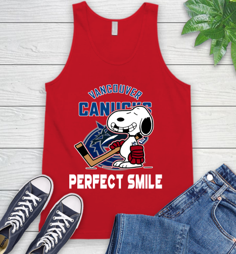 NHL Vancouver Canucks Snoopy Perfect Smile The Peanuts Movie Hockey T Shirt Tank Top 5