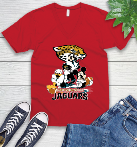 NFL Jacksonville Jaguars Mickey Mouse Donald Duck Goofy Football Shirt V-Neck T-Shirt 6