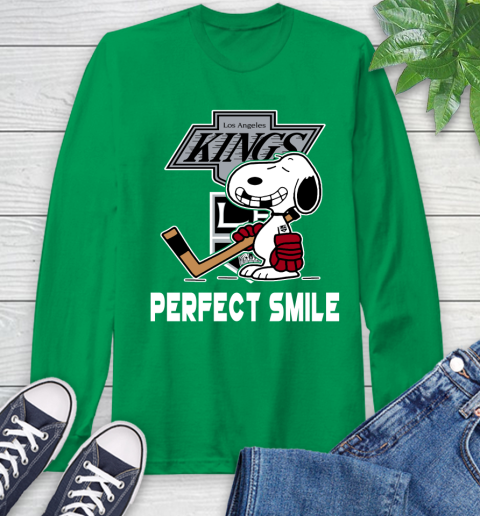 NHL Los Angeles Kings Snoopy Perfect Smile The Peanuts Movie Hockey T Shirt Long Sleeve T-Shirt 8