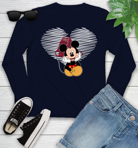 MLB Boston Red Sox The Heart Mickey Mouse Disney Baseball T Shirt_000 Youth Long Sleeve 2
