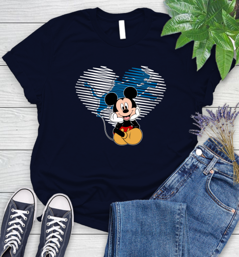 NFL Detroit Lions The Heart Mickey Mouse Disney Football T Shirt_000 Women's T-Shirt 2