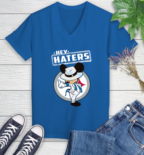 NFL Hey Haters Mickey Football Sports Pittsburgh Steelers Women's V-Neck T-Shirt 10