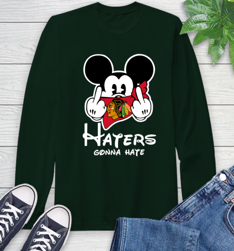 NHL Chicago Blackhawks Haters Gonna Hate Mickey Mouse Disney Hockey T Shirt Long Sleeve T-Shirt 7