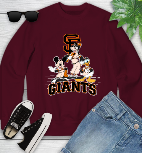MLB San Francisco Giants Mickey Mouse Donald Duck Goofy Baseball T Shirt Youth Sweatshirt 4