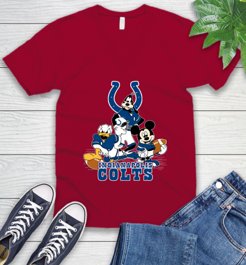 NFL Indianapolis Colts Mickey Mouse Donald Duck Goofy Football Shirt V-Neck T-Shirt 7