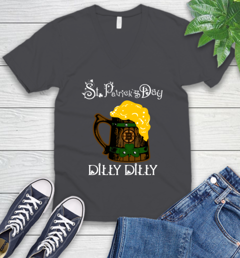 NHL Boston Bruins St Patrick's Day Dilly Dilly Beer Hockey Sports V-Neck T-Shirt 4