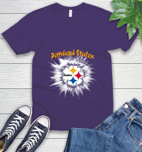 Pittsburgh Steelers NFL Football Adoring Fan Rip Sports V-Neck T-Shirt 9