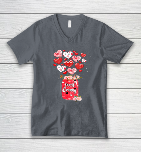 Buffalo Plaid Hearts Loved Grammy Valentine Day V-Neck T-Shirt 9