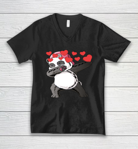 VALENTINE HEART bear DABBING PANDA V-Neck T-Shirt
