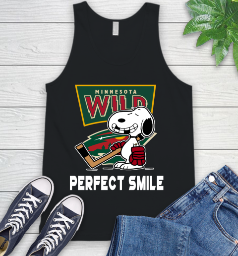 NHL Minnesota Wild Snoopy Perfect Smile The Peanuts Movie Hockey T Shirt Tank Top