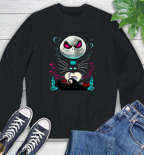 MLB Colorado Rockies Jack Skellington Sally The Nightmare Before Christmas Baseball Sweatshirt