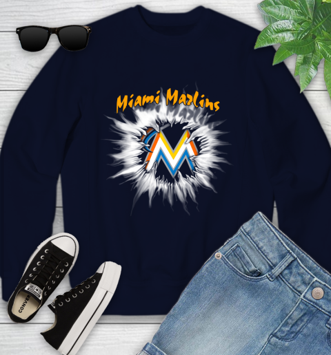 Miami Marlins MLB Baseball Adoring Fan Rip Sports Youth Sweatshirt 2