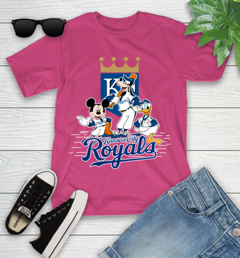 MLB Kansas City Royals Mickey Mouse Donald Duck Goofy Baseball T Shirt Youth T-Shirt 11
