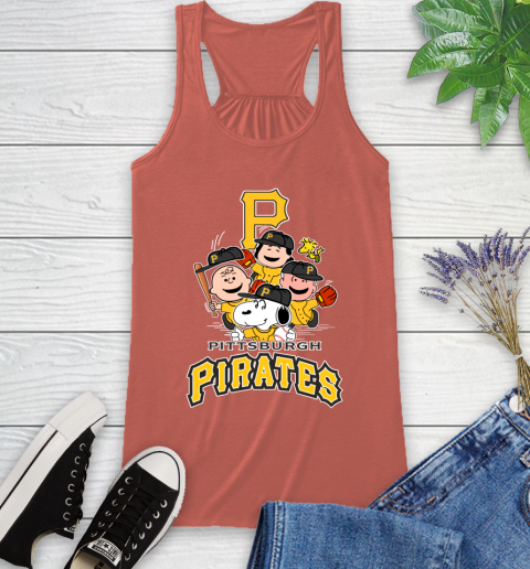MLB Pittsburgh Pirates Snoopy Charlie Brown Woodstock The Peanuts Movie Baseball T Shirt_000 Racerback Tank 3