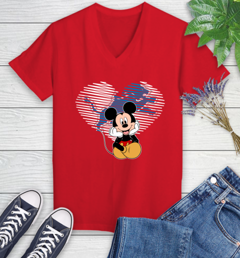 NFL Detroit Lions The Heart Mickey Mouse Disney Football T Shirt_000 Women's V-Neck T-Shirt 11