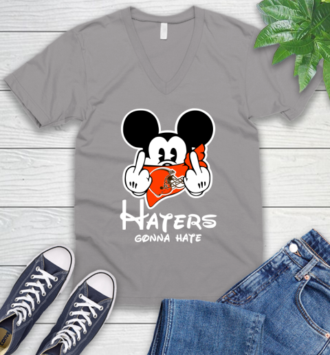 NFL Cleveland Browns Haters Gonna Hate Mickey Mouse Disney Football T Shirt V-Neck T-Shirt 3