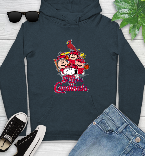 MLB St.Louis Cardinals Snoopy Charlie Brown Woodstock The Peanuts Movie Baseball T Shirt_000 Youth Hoodie 10