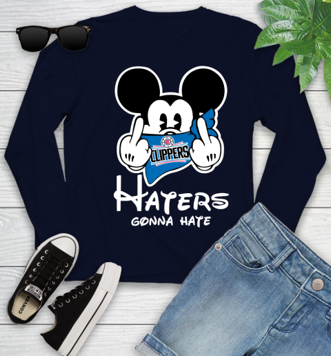 NBA LA Clippers Haters Gonna Hate Mickey Mouse Disney Basketball T Shirt Youth Long Sleeve 2
