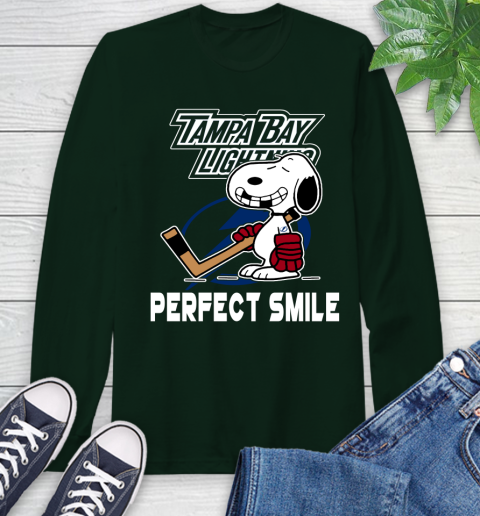 NHL Tampa Bay Lightning Snoopy Perfect Smile The Peanuts Movie Hockey T Shirt Long Sleeve T-Shirt 7